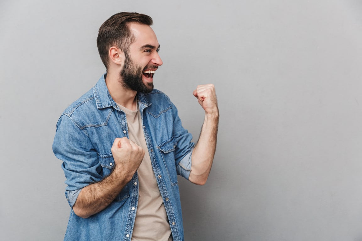 Excited Cheerful Man